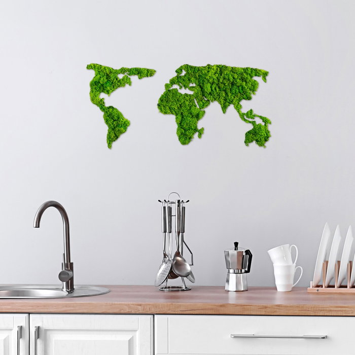 Wallity World Map Escultura de pared Verde